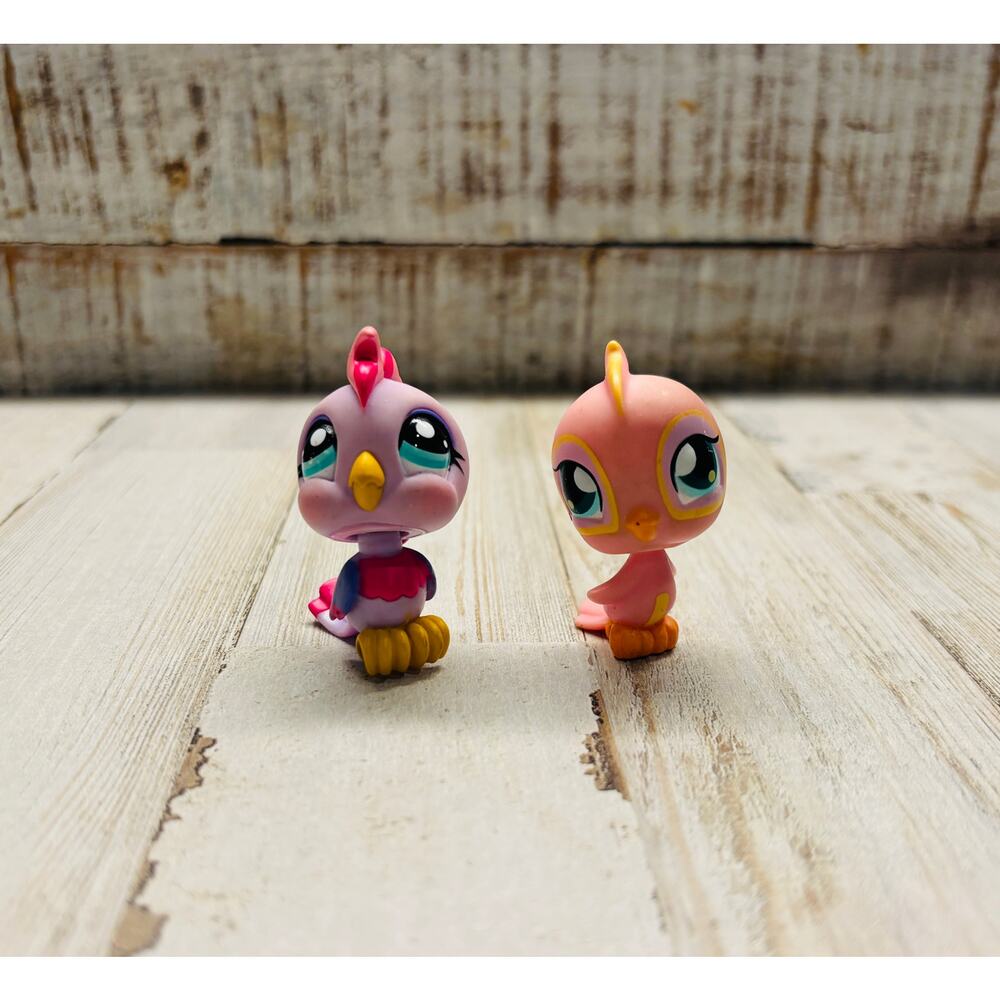 Vintage Littlest Pet Shop LPS Parakeet Pink and Purple Retired EUC